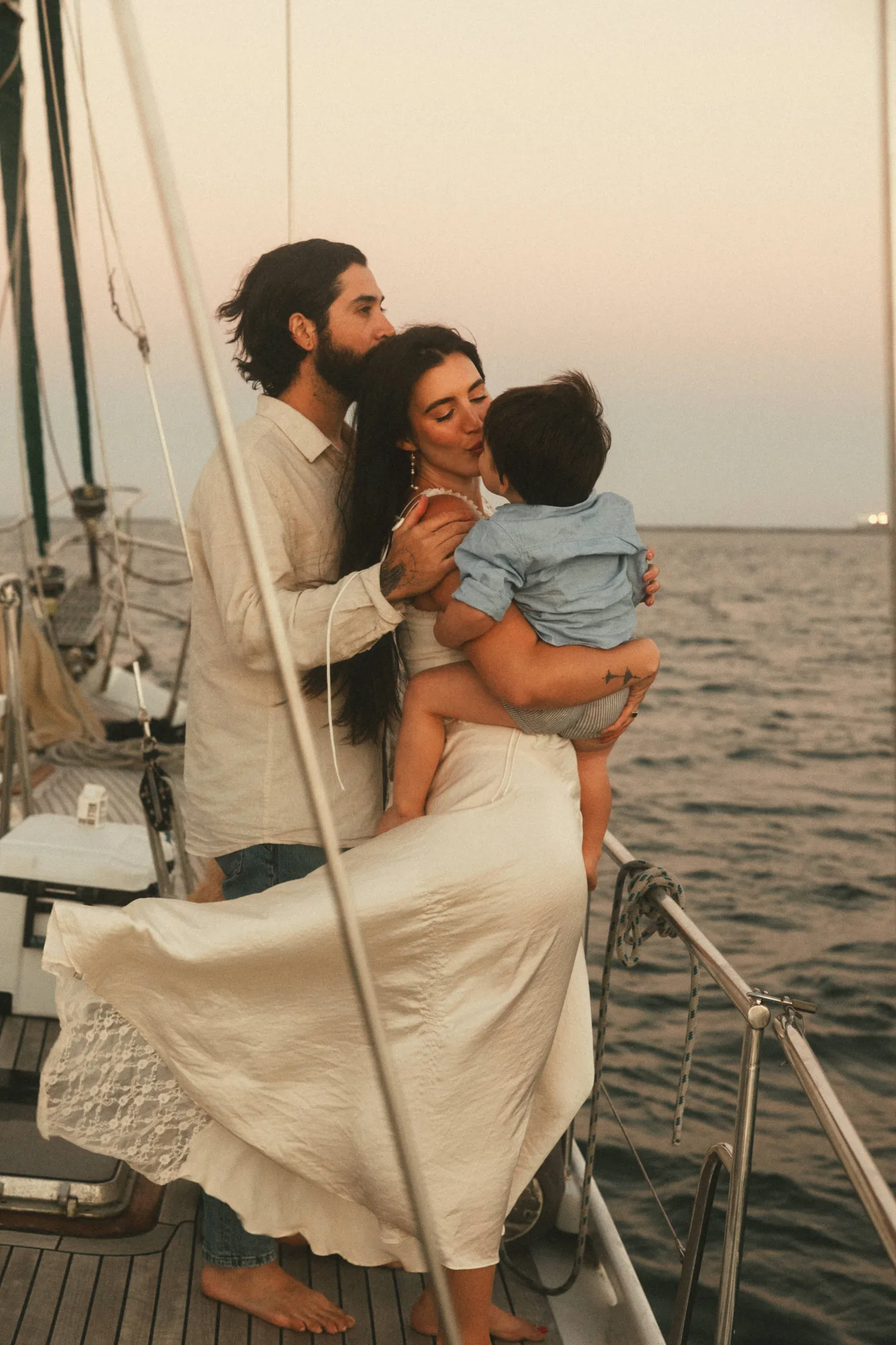 The Arroyo family on a sailboat